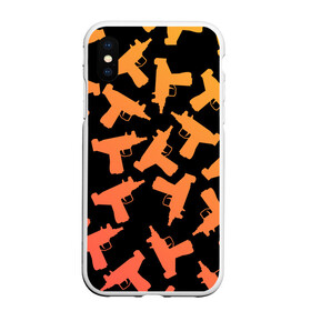 Чехол для iPhone XS Max матовый с принтом Узи в Тюмени, Силикон | Область печати: задняя сторона чехла, без боковых панелей | градиент | минимализм | оружие | пистолет автомат | узи