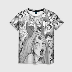 Женская футболка 3D с принтом KAGUYA AHEGAO чернобелое в Тюмени, 100% полиэфир ( синтетическое хлопкоподобное полотно) | прямой крой, круглый вырез горловины, длина до линии бедер | ahegao | japanese anime | kaguya | kawai | kowai | oppai | otaku | senpai | sugoi | waifu | yandere | ахегао | кагуя | ковай | отаку | семпай | сенпай | сэмпай | яндере | японская анимация