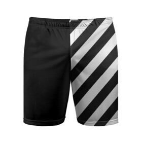 Мужские шорты спортивные с принтом Черно-Белые Полосы в Тюмени,  |  | black and white | lines | stripes | полосы | черно белый