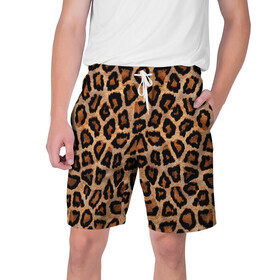 Мужские шорты 3D с принтом Шкура Леопарда в Тюмени,  полиэстер 100% | прямой крой, два кармана без застежек по бокам. Мягкая трикотажная резинка на поясе, внутри которой широкие завязки. Длина чуть выше колен | leopard | skin | wool | кожа | леопард