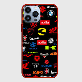 Чехол для iPhone 13 Pro Max с принтом Motorcycle pattern | Мото паттерн (Z) в Тюмени,  |  | Тематика изображения на принте: aprilia | arch | bajaj | bike | bikers | ducati | kayo | ktm | moto | moto logo | moto pattern | motorcycle | pattern | r1 | sport | vespa | yanaha | априлиа | арч | байк | байкер | бмв | бренд | веспа | ктм | марка | мото | мото лого | мото пат