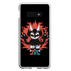 Чехол для Samsung S10E с принтом CUPHEAD в Тюмени, Силикон | Область печати: задняя сторона чехла, без боковых панелей | art | cartoon | cup | cuphead | devil | dice | game | king | mugman | the | арт | бос | босс | голова | демон | дьявол | игра | капхед | магмен | мультик | мультфильм | платформер | чаша | чашка | человек | черт