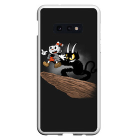 Чехол для Samsung S10E с принтом CUPHEAD в Тюмени, Силикон | Область печати: задняя сторона чехла, без боковых панелей | art | cartoon | cup | cuphead | devil | dice | game | king | lion | mugman | simba | the | арт | бос | босс | голова | демон | дьявол | игра | капхед | король | лев | магмен | мультик | мультфильм | платформер | симба | чаша | чашка | человек |