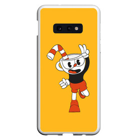 Чехол для Samsung S10E с принтом CUPHEAD в Тюмени, Силикон | Область печати: задняя сторона чехла, без боковых панелей | art | cartoon | cup | cuphead | devil | dice | game | king | mugman | the | арт | бос | босс | голова | демон | дьявол | игра | капхед | магмен | мультик | мультфильм | платформер | чаша | чашка | человек | черт