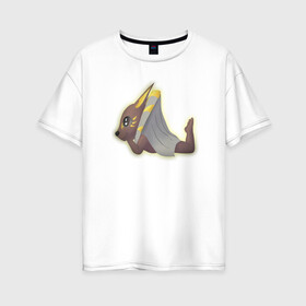 Женская футболка хлопок Oversize с принтом Крошка Анубис (профиль) в Тюмени, 100% хлопок | свободный крой, круглый ворот, спущенный рукав, длина до линии бедер
 | egypt | боги египта | египет | милота | пирамида | сфинкс