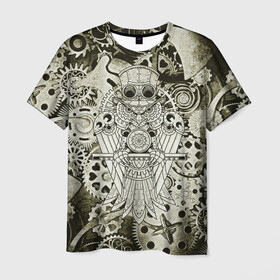 Мужская футболка 3D с принтом Стимпанк Сова в Тюмени, 100% полиэфир | прямой крой, круглый вырез горловины, длина до линии бедер | steam punk | steampank | steampunk | гранж | механизм | мода | ретро | сова | стиль | стимпанк | шестеренка