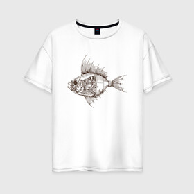 Женская футболка хлопок Oversize с принтом Стимпанк Рыба | Steampunk Fish (Z) в Тюмени, 100% хлопок | свободный крой, круглый ворот, спущенный рукав, длина до линии бедер
 | steam punk | steamfest | steampunk | бойлерпанк | дизельпанк | клокпанк | маннерпанк | механика | научная фантастика | паро панк | паровой панк | паропанк | стим панк | стимпанк | стимпанк стиль | стимфест