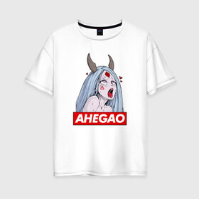 Женская футболка хлопок Oversize с принтом AHEGAO KAGUYA | АХЕГАО КАГУЯ в Тюмени, 100% хлопок | свободный крой, круглый ворот, спущенный рукав, длина до линии бедер
 | ahegao | japanese anime | kawai | kowai | oppai | otaku | senpai | sugoi | waifu | yandere | ахегао | ковай | отаку | семпай | сенпай | сэмпай | яндере | японская анимация