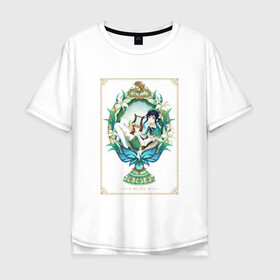 Мужская футболка хлопок Oversize с принтом Икона Венти в Тюмени, 100% хлопок | свободный крой, круглый ворот, “спинка” длиннее передней части | арт | архонт ветра | барбатос | бог ветра | венти | дух ветра | милый парень | рисунок