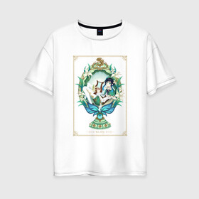 Женская футболка хлопок Oversize с принтом Икона Венти в Тюмени, 100% хлопок | свободный крой, круглый ворот, спущенный рукав, длина до линии бедер
 | арт | архонт ветра | барбатос | бог ветра | венти | дух ветра | милый парень | рисунок