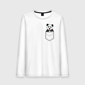 Мужской лонгслив хлопок с принтом Довольная Панда в Кармане в Тюмени, 100% хлопок |  | animals | beats | head | panda | pocket | в кармане | голова | животные | звери | лапки | любовь | панда | улыбка
