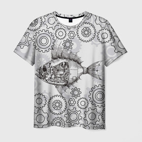 Мужская футболка 3D с принтом Рыбка в Тюмени, 100% полиэфир | прямой крой, круглый вырез горловины, длина до линии бедер | steampunk | арт | графика | обои | плакат | постер | стимпанк