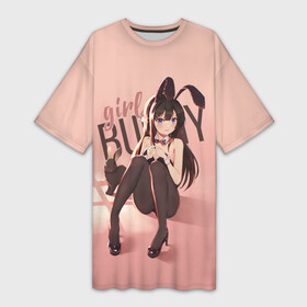 Платье-футболка 3D с принтом Bunny Girl apricot в Тюмени,  |  | anime | aobuta | bunny | bunny girl | futaba | kaede | mai | nodoka | pfnds | rio | sakuta | shoko | аниме | анимэ | девочка зайка | зайка | каэдэ | комедия | маи | нодока | панда | рио | сакута | сёко | футаба | шоко