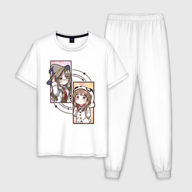 Мужская пижама хлопок с принтом Рио и Каэдэ в Тюмени, 100% хлопок | брюки и футболка прямого кроя, без карманов, на брюках мягкая резинка на поясе и по низу штанин
 | Тематика изображения на принте: anime | aobuta | bunny | bunny girl | futaba | kaede | mai | nodoka | pfnds | rio | sakuta | shoko | аниме | анимэ | девочка зайка | зайка | каэдэ | комедия | маи | нодока | панда | рио | сакута | сёко | футаба | шоко