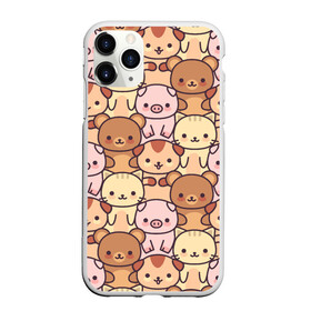 Чехол для iPhone 11 Pro Max матовый с принтом Кавайные животные в Тюмени, Силикон |  | animal | animals | bear | cat | cute | kawaii | kitten | kitty | neko | pattern | pig | piggy | кавайи | кот | котенок | котята | кошечка | медведь | медвежата | медвежонок | милота | неко | паттерн | свинка | свинья | собачка | узор | хрюшки |