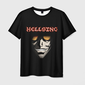 Мужская футболка 3D с принтом Алукард (Hellsing) в Тюмени, 100% полиэфир | прямой крой, круглый вырез горловины, длина до линии бедер | алукард | вампир | клыки | надпись | очки | хеллсинг