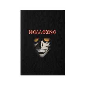 Обложка для паспорта матовая кожа с принтом Алукард (Hellsing) в Тюмени, натуральная матовая кожа | размер 19,3 х 13,7 см; прозрачные пластиковые крепления | алукард | вампир | клыки | надпись | очки | хеллсинг