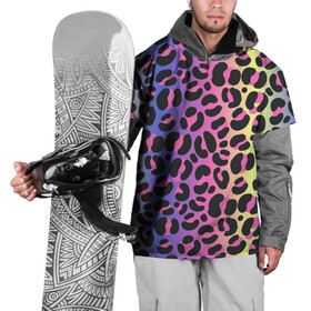 Накидка на куртку 3D с принтом Neon Leopard Pattern в Тюмени, 100% полиэстер |  | africa | afrika | gradient | summer | tropical | африка | африканский узор | градиент | леопард | леопардовый узор | лето | неон | неоновое свечение | паттерт | пятна | разные цвета | саванна | тропики | тропический узор