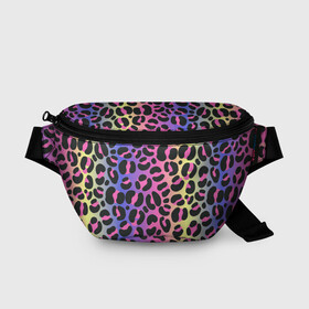 Поясная сумка 3D с принтом Neon Leopard Pattern в Тюмени, 100% полиэстер | плотная ткань, ремень с регулируемой длиной, внутри несколько карманов для мелочей, основное отделение и карман с обратной стороны сумки застегиваются на молнию | africa | afrika | gradient | summer | tropical | африка | африканский узор | градиент | леопард | леопардовый узор | лето | неон | неоновое свечение | паттерт | пятна | разные цвета | саванна | тропики | тропический узор