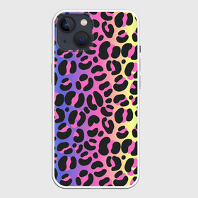 Чехол для iPhone 13 с принтом Neon Leopard Pattern в Тюмени,  |  | Тематика изображения на принте: africa | afrika | gradient | summer | tropical | африка | африканский узор | градиент | леопард | леопардовый узор | лето | неон | неоновое свечение | паттерт | пятна | разные цвета | саванна | тропики | тропический узор