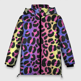 Женская зимняя куртка Oversize с принтом Neon Leopard Pattern в Тюмени, верх — 100% полиэстер; подкладка — 100% полиэстер; утеплитель — 100% полиэстер | длина ниже бедра, силуэт Оверсайз. Есть воротник-стойка, отстегивающийся капюшон и ветрозащитная планка. 

Боковые карманы с листочкой на кнопках и внутренний карман на молнии | africa | afrika | gradient | summer | tropical | африка | африканский узор | градиент | леопард | леопардовый узор | лето | неон | неоновое свечение | паттерт | пятна | разные цвета | саванна | тропики | тропический узор