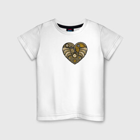 Детская футболка хлопок с принтом Steampunk Сердце в Тюмени, 100% хлопок | круглый вырез горловины, полуприлегающий силуэт, длина до линии бедер | Тематика изображения на принте: game | heart | steampunk | игры | механический | сердце | стимпанк | часы | шестеренки