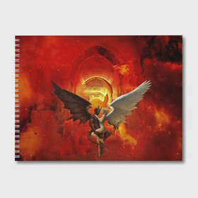 Альбом для рисования с принтом Ангел и демон в Тюмени, 100% бумага
 | матовая бумага, плотность 200 мг. | ангел | демон | любовь | огонь | пламя | страсть