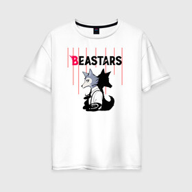 Женская футболка хлопок Oversize с принтом Легоси beastars в Тюмени, 100% хлопок | свободный крой, круглый ворот, спущенный рукав, длина до линии бедер
 | animals | beastars | legoshi | выдающиеся | звери | зверолюди | легоси