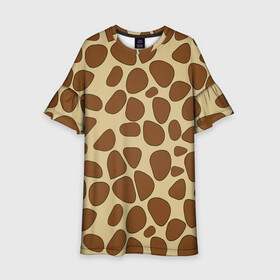 Детское платье 3D с принтом Шкура жирафа. в Тюмени, 100% полиэстер | прямой силуэт, чуть расширенный к низу. Круглая горловина, на рукавах — воланы | abstract | animal | decoration | decorative | design | fabric | fur | giraffe | illustration | nature | pattern | print | safari | skin | textile | texture | wallpaper | wild | wildlife | африка | джунглиfashion | животные | жираф | природа | сафари | тек