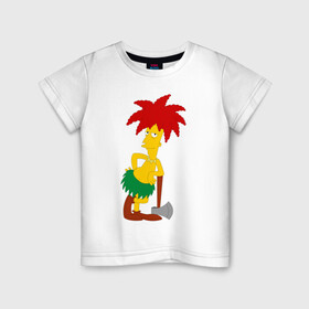 Детская футболка хлопок с принтом Сайдшоу Боб (Симпсоны) в Тюмени, 100% хлопок | круглый вырез горловины, полуприлегающий силуэт, длина до линии бедер | simpsons | злой боб симпсоны | помощник красти симпсоны | сайдшоу боб | симпсоны