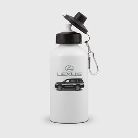 Бутылка спортивная с принтом LEXUS в Тюмени, металл | емкость — 500 мл, в комплекте две пластиковые крышки и карабин для крепления | car | jeep | lexus | машина | скорость