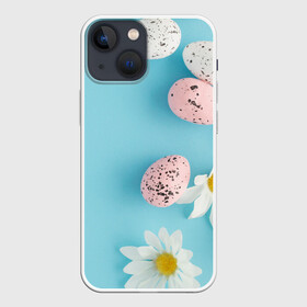 Чехол для iPhone 13 mini с принтом Пасха   Easter в Тюмени,  |  | Тематика изображения на принте: blue background | chamomile | daisy | easter | easter day | easter eggs | easter greeting | eggs | floral | flower | greeting | happy easter | invitation | nature | plant | seasonal | spring | воскресенье | кулич | пасха | праздник | святая пасха | христо