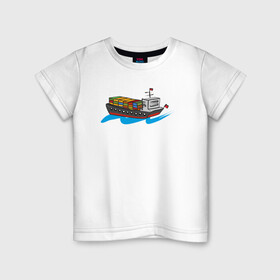 Детская футболка хлопок с принтом suez canal ever given в Тюмени, 100% хлопок | круглый вырез горловины, полуприлегающий силуэт, длина до линии бедер | dry cargo ship | ever | given | suez | tanker