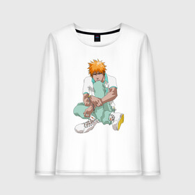 Женский лонгслив хлопок с принтом Ичиго в Тюмени, 100% хлопок |  | anime | bleach | hero | ichigo kurosaki | manga | блич | герой | ичиго куросаки