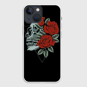 Чехол для iPhone 13 mini с принтом Череп с цветами в Тюмени,  |  | кости | мертвец | рок | рокнролл | цветы | череп