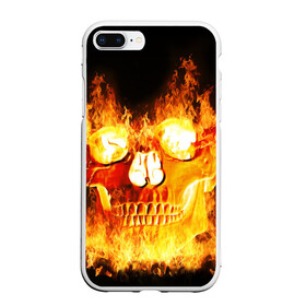 Чехол для iPhone 7Plus/8 Plus матовый с принтом Огненный череп в Тюмени, Силикон | Область печати: задняя сторона чехла, без боковых панелей | зло | огненный | огонь | пламя | череп | черепа
