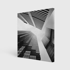Холст квадратный с принтом Минимализм в Тюмени, 100% ПВХ |  | архитектура | город | здания | минимализм | небо | фото | черно белое