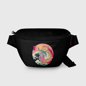 Поясная сумка 3D с принтом CATZILLA в Тюмени, 100% полиэстер | плотная ткань, ремень с регулируемой длиной, внутри несколько карманов для мелочей, основное отделение и карман с обратной стороны сумки застегиваются на молнию | cat | cats | catzilla | godzilla | japan | kaiju | neko | ninja | retro | samurai | shark | wave | yakuza | акула | волна | годзилла | кайдзю | катана | кот | котенок | котзилла | коты | котэ | котята | кошка | неко | ниндзя | ретро | самурай | якудза