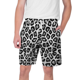 Мужские шорты 3D с принтом Snow Leopard в Тюмени,  полиэстер 100% | прямой крой, два кармана без застежек по бокам. Мягкая трикотажная резинка на поясе, внутри которой широкие завязки. Длина чуть выше колен | cheetah | leopard | wool | леопард