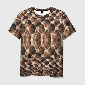 Мужская футболка 3D с принтом Snake Skin в Тюмени, 100% полиэфир | прямой крой, круглый вырез горловины, длина до линии бедер | reptile | scales | skin | snake | змея