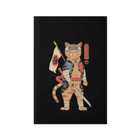 Обложка для паспорта матовая кожа с принтом Shogun Cat в Тюмени, натуральная матовая кожа | размер 19,3 х 13,7 см; прозрачные пластиковые крепления | Тематика изображения на принте: cat | cats | japan | ninja | samurai | shogun | yakuza | катана | кот | котенок | коты | котэ | котята | кошка | ниндзя | самурай | сёгун | якудза | япония