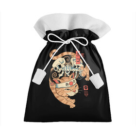 Подарочный 3D мешок с принтом Cat of Death в Тюмени, 100% полиэстер | Размер: 29*39 см | Тематика изображения на принте: cat | cats | death | japan | ninja | samurai | shogun | skull | yakuza | катана | кот | котенок | коты | котэ | котята | кошка | ниндзя | самурай | сёгун | череп | якудза | япония