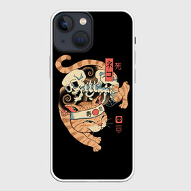 Чехол для iPhone 13 mini с принтом Cat of Death в Тюмени,  |  | cat | cats | death | japan | ninja | samurai | shogun | skull | yakuza | катана | кот | котенок | коты | котэ | котята | кошка | ниндзя | самурай | сёгун | череп | якудза | япония