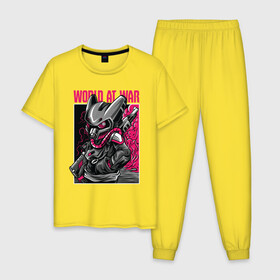 Мужская пижама хлопок с принтом War в Тюмени, 100% хлопок | брюки и футболка прямого кроя, без карманов, на брюках мягкая резинка на поясе и по низу штанин
 | steampunk | арт | графика | обои | плакат | постер | стимпанк