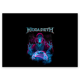 Поздравительная открытка с принтом MEGADETH в Тюмени, 100% бумага | плотность бумаги 280 г/м2, матовая, на обратной стороне линовка и место для марки
 | grange | hardcore | megadeth | metal | music | punk | rock | trash | usa | мастейн | мегадес | метал | музыка | панк | рок | трэш