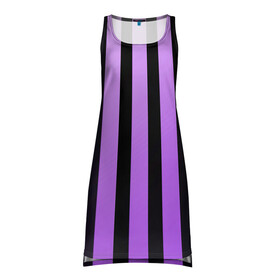 Платье-майка 3D с принтом Полосатость в Тюмени, 100% полиэстер | полуприлегающий силуэт, широкие бретели, круглый вырез горловины, удлиненный подол сзади. | purple | полосы | футбол | хайп | яркий