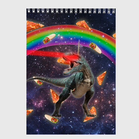Скетчбук с принтом Динозавр в космосе в Тюмени, 100% бумага
 | 48 листов, плотность листов — 100 г/м2, плотность картонной обложки — 250 г/м2. Листы скреплены сверху удобной пружинной спиралью | Тематика изображения на принте: dinosaur | meme | youtube | динозавр | космос | мемы | психоделика | ютуб