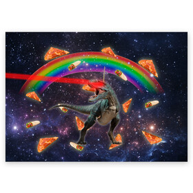 Поздравительная открытка с принтом Динозавр в космосе в Тюмени, 100% бумага | плотность бумаги 280 г/м2, матовая, на обратной стороне линовка и место для марки
 | Тематика изображения на принте: dinosaur | meme | youtube | динозавр | космос | мемы | психоделика | ютуб