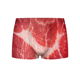 Мужские трусы 3D с принтом МЯСНИК в Тюмени, 50% хлопок, 50% полиэстер | классическая посадка, на поясе мягкая тканевая резинка | Тематика изображения на принте: абстракция | жир | мясо | свинина | хайп