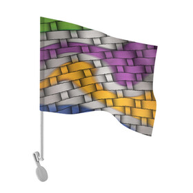 Флаг для автомобиля с принтом АБСТРАКТ в Тюмени, 100% полиэстер | Размер: 30*21 см | молодежное | плетение | плетенка | хайп | цветное | циновка